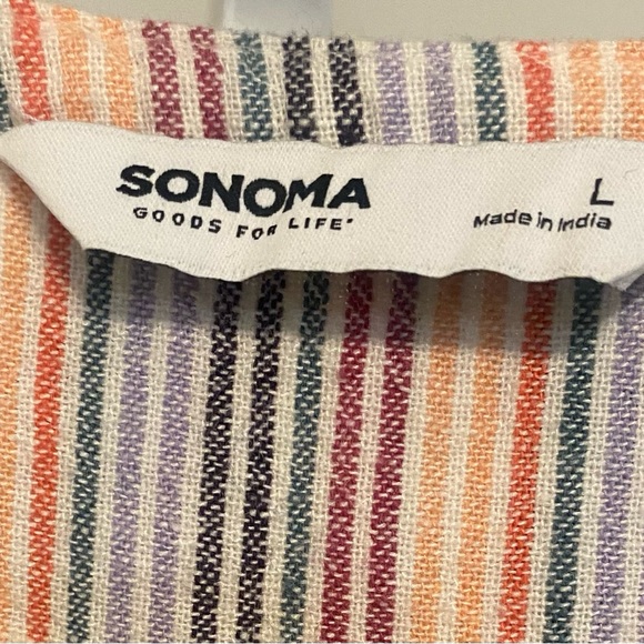 Sonoma Striped Sleeveless Pintuck Shift Dress. Color: Multi. Size:L - Picture 5 of 10